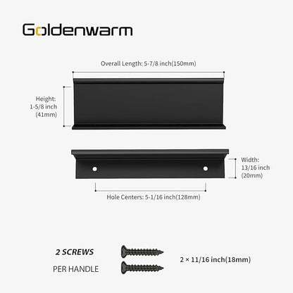 goldenwarm 10 Pack Black Finger Edge Pulls Drawer Finger Pulls Matte Black Kitchen Hardware Handles Bedroom Dresser Drawers,5in Hole Center