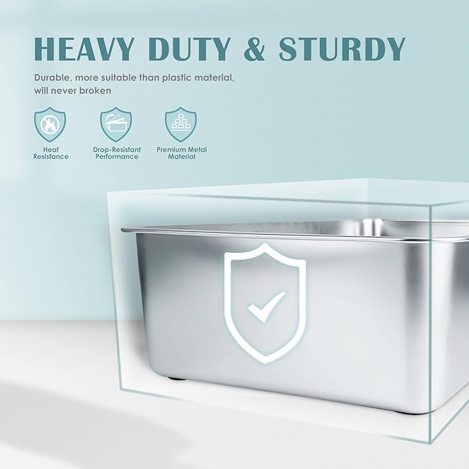 IKITCHEN Stainless Steel Cat Litter Box, Large Metal Litter Box for Cats, Never Absorbs Odors,Stain Free, Rustproof, Non Stick Smooth Surface 23.5" L x 15.5" W x 6" H-Mewly Pet