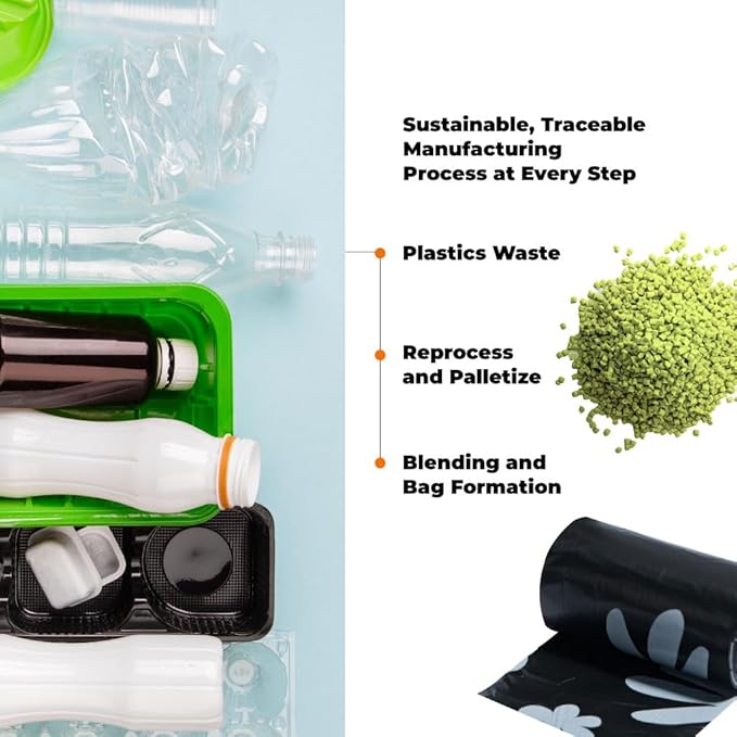 Best Pet Supplies Poop Bags for Dogs, 50% Post-Consumer Recycled Content dog waste bags on rolls, fits all poop bag holders for leashes - Black, 600 Count, Unscented-Mewly Pet