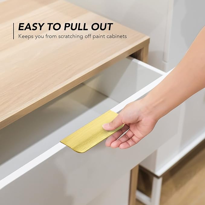 Ravinte Hardware 12 Pack Gold Cabinet Handles, 4 Inch (102mm) Finger Edge Pulls, 3 Inch Hole Center, Finger Pulls for Cabinets