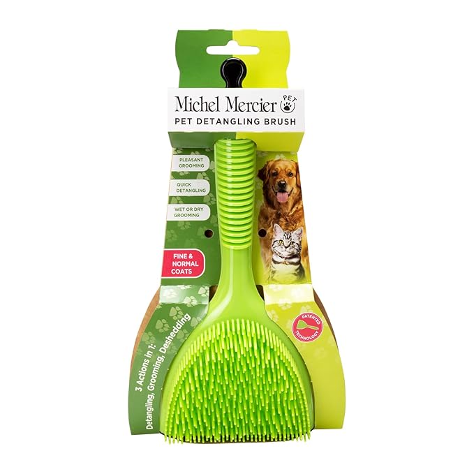 Michel Mercier Pet Detangling Brush - Fine or Normal Fur - Cat & Dog Brush for Grooming, Detangling & Deshedding - 1 pc-Mewly Pet