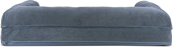 Furhaven Cooling Gel Dog Bed for Large Dogs w/ Removable Bolsters & Washable Cover, For Dogs Up to 95 lbs - Sherpa & Chenille Sofa - Orion Blue, Jumbo/XL-Mewly Pet