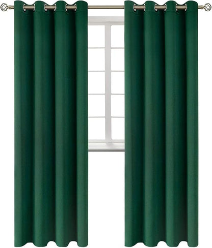 BGment Blackout Curtains - Grommet Thermal Insulated Room Darkening Bedroom and Living Room Curtains, Set of 2 Panels (52 x 120 Inch, Emerald Green)