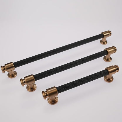 10 Pack 10 inch(254mm) Matte Black and Champagne Bronze Kitchen Cabinet Handles Knurled Cabinet Pulls Black Drawer Pulls Kitchen Cabinet Hardware Kitchen Handles