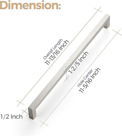 Ravinte 3 Pack 11-5/16 Inch Square Cabinet Handles Satin Nickel Pulls Brushed Nickel Drawer Pulls Kitchen Cupboard Hardware for Cabinets Cupboard Drawer Handles