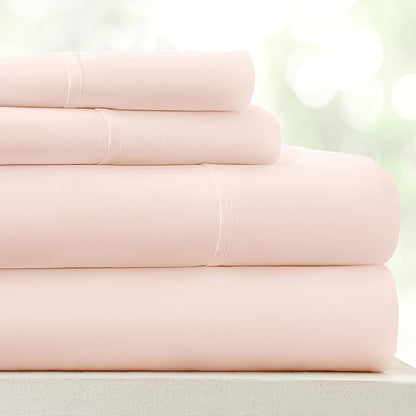 Linen Market Double-Brushed Microfiber Twin XL Sheet Set 3 Piece – Oeko-TEX Certified Ultra Soft & Wrinkle-Free - 16" Deep Pocket Sheets - Easy Care Twin XL Size - Blush