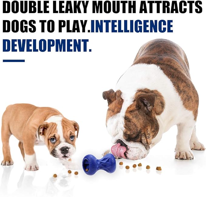 Rubber Dog Toys Treat Dispensing - Super Tough Treat Toys for Aggressive chewers Large Breed Durable Dog Toys IQ Training (Blue)-Mewly Pet