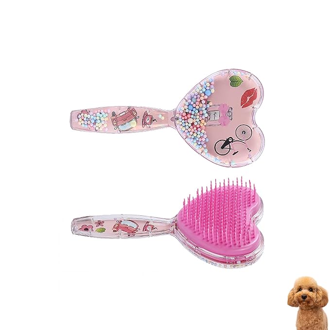 Small Dog Brush, Soft Dog Grooming Brush for Shih Tzus, Yorkies, Maltipoos, Maltese, Love Shape Puppy Massaging Pet Hair Brush, Cat Brush, for Small Dogs Cats of All Hair Types (Rose Pink)-Mewly Pet