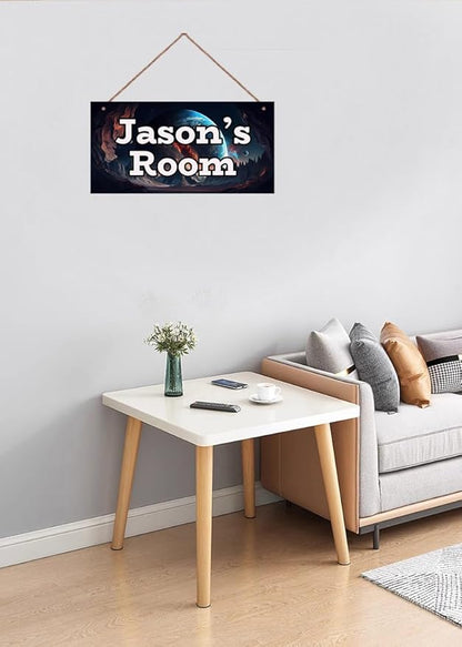 Personalized Sign Universe Sign Outer Space theme Art Décor For Kids Room Custom Name Door Wall Art Decor For Little Man Cave, Star Floral Nursery Art Girls Room Boys Bedroom