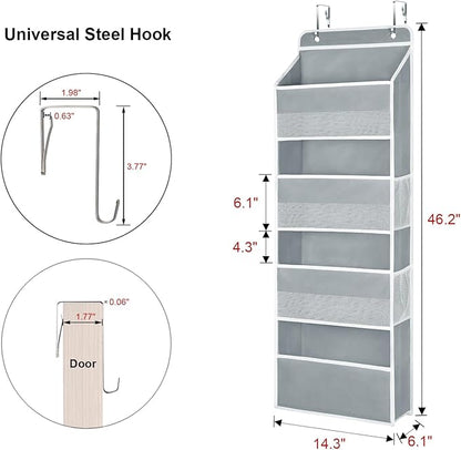 Univivi 4-Shelf Door Hanging Organizer Baby Door Storage Wall Mount Storage with 4 Large Pockets and 4 Side Mesh Pockets for Baby Stuff, Toiletries and Sundries