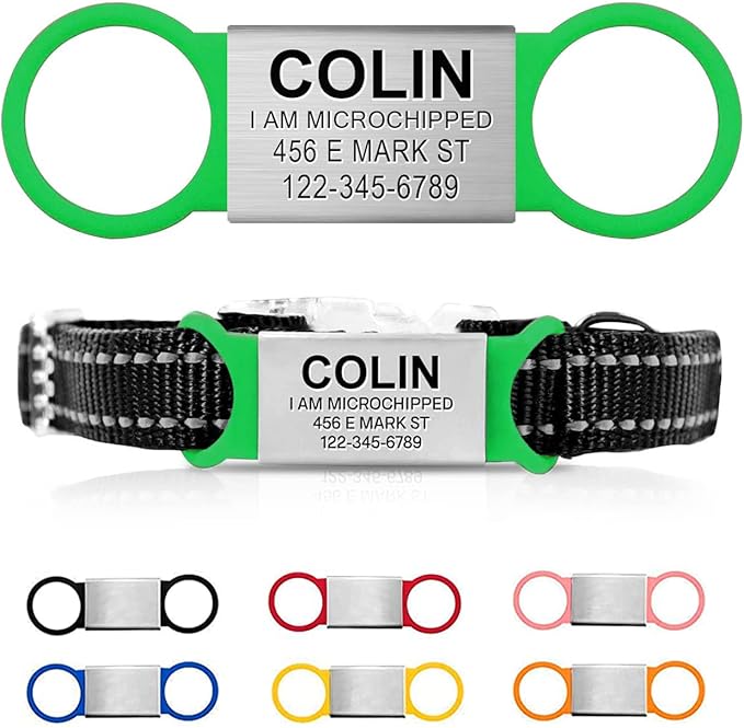 Personalized Engraved Name Tag - Silent No Noise - Custom Slide On ID Tags for Dogs and Cats - Small, Medium, Large Sizes-Mewly Pet