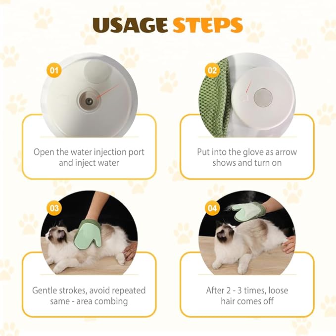 All-in-One Grooming Mist Glove for Pets, Upgrade Efficient Pet Hair Remover Gloves Grooming Spray Comb, Gentle Deshedding Efficient for Dogs & Cats (Pink)-Mewly Pet