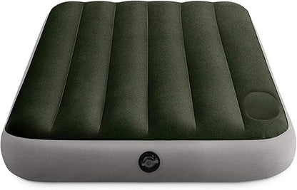 Intex 64763E Dura-Beam Standard Downy Air Mattress: Fiber-Tech – Queen Size – Built-in Foot Pump – 10in Bed Height – 600lb Weight Capacity