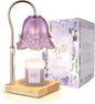 Mom Birthday Gifts for Women: Purple Flower Candle Warmer Lamp with Scented Candles Dimmable Wax Warmer with Timer Mom Christmas Gift