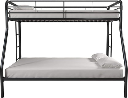 DHP Dusty Metal Bunk Bed with Secured Ladders, Twin/Full, Black