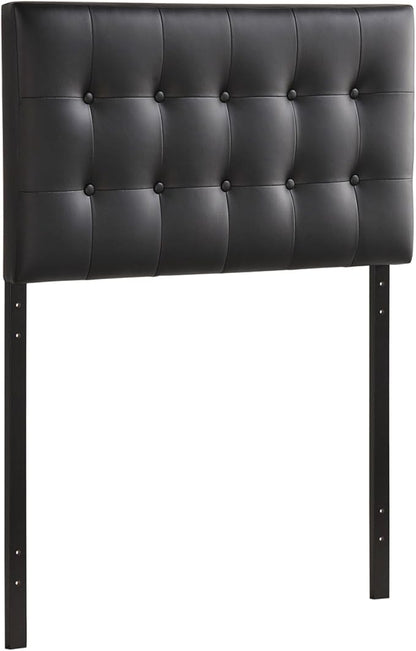 Modway Emily Tufted Button Faux Leather Upholstered Twin Headboard in Black