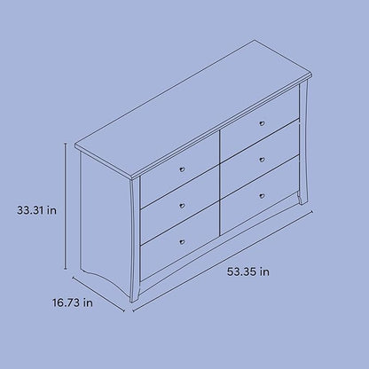 Storkcraft Crescent 6-Drawer Dresser (White) – GREENGUARD Gold Certified, White Dresser for Bedroom, Kids & Nursery Storage Chest, Safety Interlocking Drawers, Pre-Installed Tracks, Kids Chest
