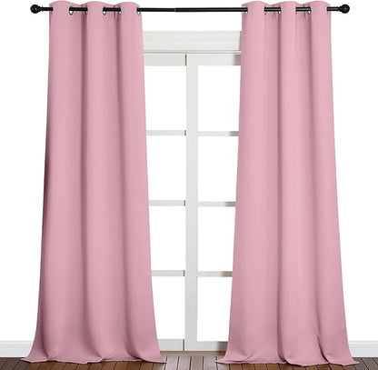 NICETOWN Patio Glass Door Blackout Curtains for Bedroom/Living Room, Privacy Panel Drapes for Dining Room and Guest Room (Crystal Pink, 42 inches Wide x 90 inches Long, 1 Pair)