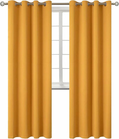 BGment Room Darkening Curtains 84 Inches Long - Grommet Thermal Insulated Drapes Window Treatment Curtains for Bedroom, 2 Panels, 52 x 84 Inch, Mustard Yellow