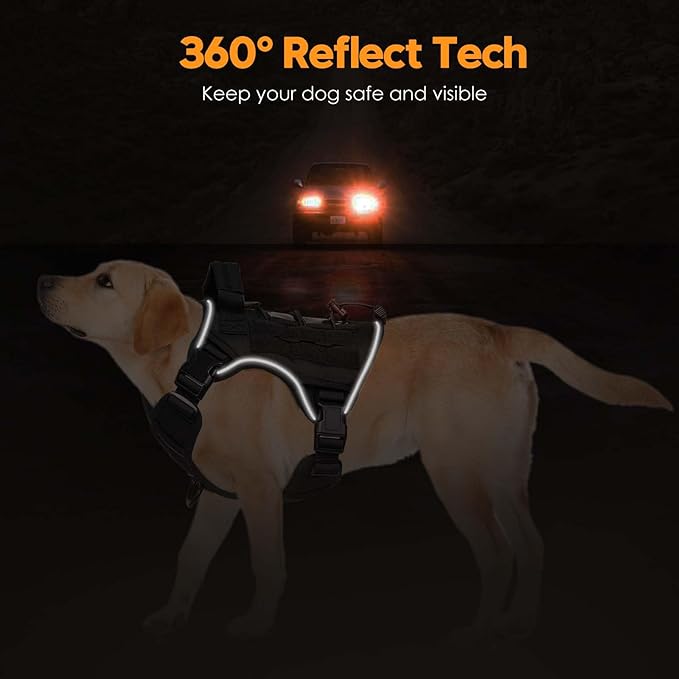 Heavy-Duty Tactical Dog Harness for Large Dogs, No Pull Adjustable Reflective Pet Vest with Molle System, K9 Military-Grade Control for Service Training, Outdoor & 10+ Breeds, Black, Small-Mewly Pet