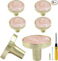 6 Pcs Gold Knobs for Dresser Drawers, Round Dresser Cabinet Knobs Pulls for Kitchen Cabinet Cupboard Door Furniture Decorative, Pink