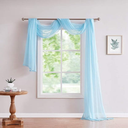 Warm Home Designs Extra Long Baby Blue Sheer Window Scarf. Valance Scarves are 54 X 216 Inches. Great As Wedding Arch Draping Fabric, Bed Canopy Or for Decorative Project. AM Baby Blue 216"