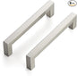 JOY DECOR 6 Pack Cabinet Handles, Brushed Nickel Cabinet Pulls, 5 Inch Kitchen Closet Handles Square Drawer Pulls Stainless Steel Drawer Hardware, 128mm Hole Centers