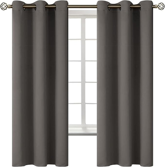 BGment Blackout Curtains for Bedroom - Grommet Thermal Insulated Room Darkening Curtains for Living Room, Set of 2 Panels (42 x 63 Inch, Grey)