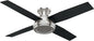 Hunter Fan Company 59247 Dempsey 52 inch Ceiling Fan with Light and Remote, Low Profile Indoor, Brushed Nickel Finish