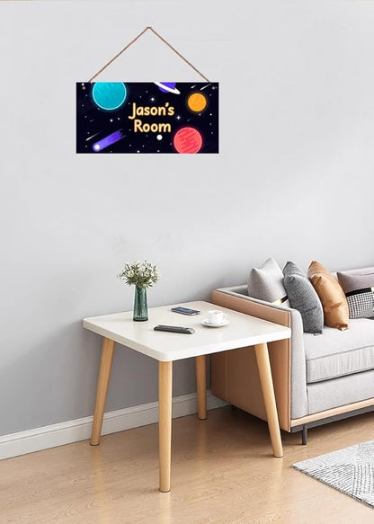 Personalized Sign Fantasy Universe Themed For Kids Room Nursery Door Decor,Custom Name Planet Wall Art Decor Decorative Plate for Boys Bedroom Girls Room Baby Game Room