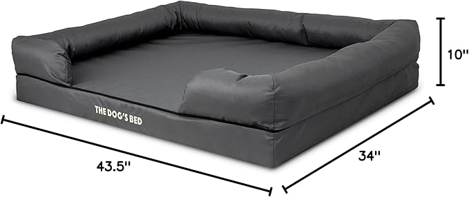 The Dog’s Bed XL Grey 43.5x34, Memory Foam, Pain Relief: Arthritis, Hip & Elbow Dysplasia, Post Surgery, Lameness, Supportive, Calming, Waterproof Washable Cover, Veterinary Approved-Mewly Pet