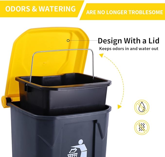 Pooper Scooper 2 Pack with 20 Litre Step Dog Poop Trash Can, 28" Long Handle Dog Poop Scoopers for Large Small Dogs Heavy Duty, Removable Inner Bucket for Outdoors, 50 Waste Bags Included-Mewly Pet