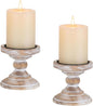 Wood Pillar Candle Holder: 2Pcs Rustic White Candle Holders for Pillar Candles Wood Candle Holders Distressed Wooden Farmhouse Candle Holder Large Rustic Candle Holder for Fireplace Table