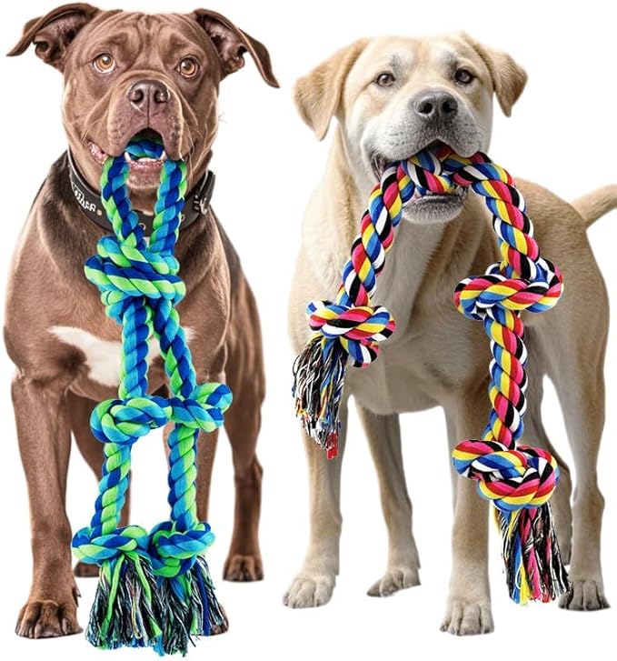 Dog Rope Toy for Large Dogs, 2 Pack Heavy Duty Dog Chew Toys for Aggressive Chewers, Indestructible Dog Toys for Super Chewer, Durable Tug of War Pet Toy for Medium to Large Breed Teeth Cleaning-Mewly Pet