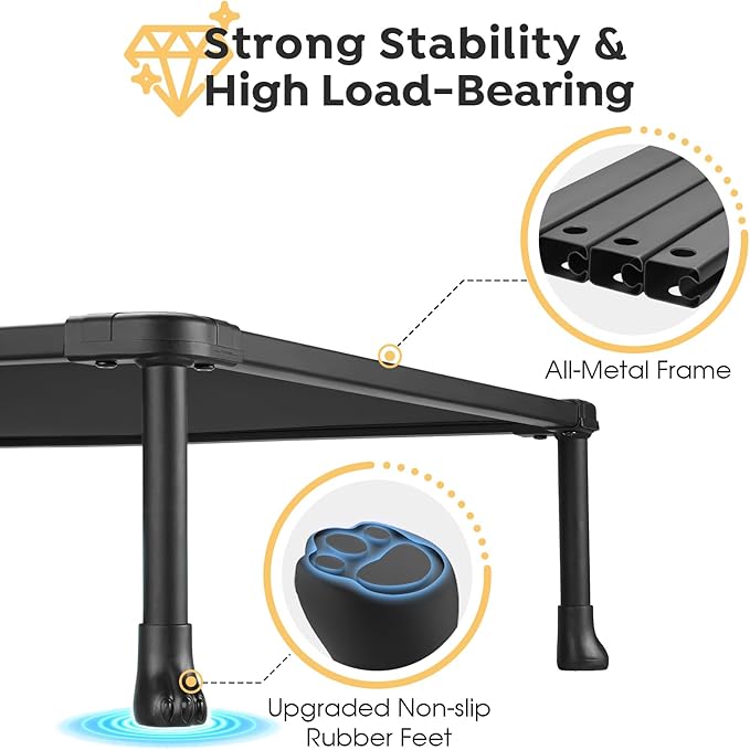 Veehoo Chew Proof Dog Bed - Large Dogs' Non-Chewable, Anti-Scratch Training Platform Hammock, Cooling Off-Ground Cots, CWC2420ACP-Mewly Pet