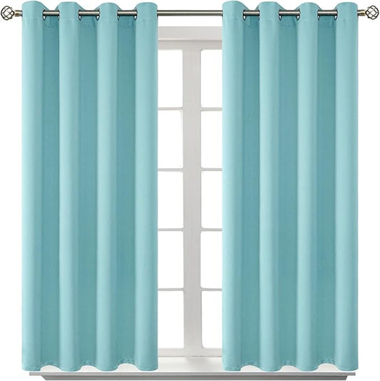 BGment Blackout Curtains - Grommet Thermal Insulated Room Darkening Bedroom and Living Room Curtains, Set of 2 Panels (52 x 45 Inch, Baby Blue)