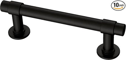 Franklin Brass - Francisco Matte Black Cabinet Handles 3 Inch (3") Hole Center Pulls | Easy Install, Durable Hardware for Kitchen Cabinet Door, Drawers, Dresser Pull, Furniture (10 Pack)