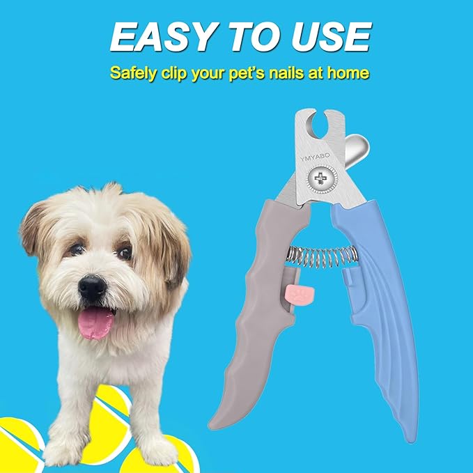 Pet Nail Clipper,Dog Nail Trimmers Safety Guard to Aviod Over Cutting,Puppy Cat Claw Trimmer,with Free Dog Comb Nail File, Sharp Grooming Clipper, Great for Thick Toenail, Blue-Mewly Pet