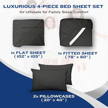 DREAMCARE Twin XL Sheet Sets - 4pc Cooling Sheets XL Twin Sheets - Twin XL Sheets up to 21” Deep Pocket – Hotel Luxury Extra Long Bed Sheets 100% Brushed Microfiber with Side Pocket - Gray