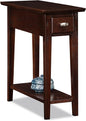 Leick Home 15 in Wide End Table, Solid Wood Construction, One Drawer, One Lower Shelf, Narrow Width, Easy-Assembly, Chocolate Oak, 15 in W x 24 in D x 24 in H, 10071-CH