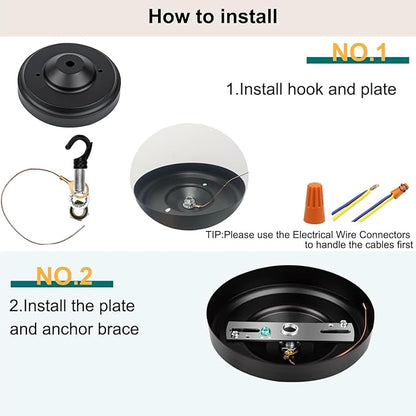Light Canopy Kit, 6IN Chandelier Kit with Hook, Matte Black Ceiling Metal for Pendant Light, Chandelier, Grow Plant, Max Load 33LBS