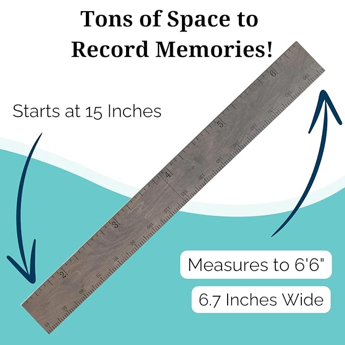 Headwaters Studio Growth Chart for Wall - Height Chart for Kids, Growth Chart for Kids, Measuring Board for Kids Height, Wooden Growth Chart for Wall, Height Measurement for Wall - Gray (63"x6.7")