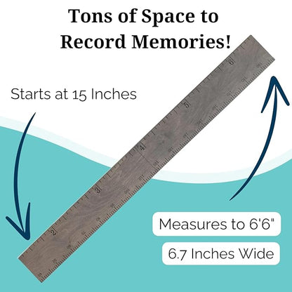 Headwaters Studio Growth Chart for Wall - Height Chart for Kids, Growth Chart for Kids, Measuring Board for Kids Height, Wooden Growth Chart for Wall, Height Measurement for Wall - Gray (63"x6.7")