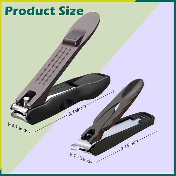 GLAMFIELDS Nail Clipper with Catcher, Large Fingernail Toenail Clipper,Slanted Edge Nail Clippers Leather Case Packed Good Gift for Men and Women 2PACK Large/Small-Mewly Pet