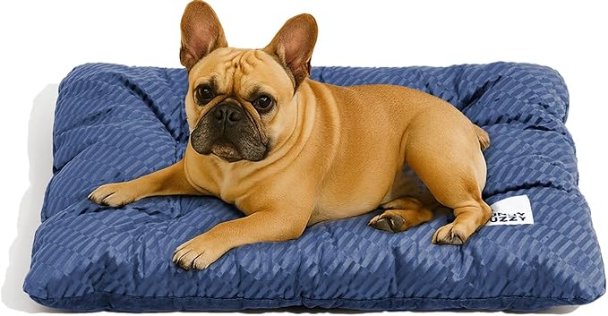 FUNNY FUZZY 2 in 1 Dog Bed Crate Pad Mat, Washable Reversible Pet Floor Mats,Fluffy Kennel Pad for Small Large Sized Dog,Indoor Cats,Sleeping Mattress, 29.9" × 18.9", Midnight Blue-Mewly Pet