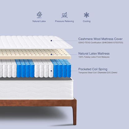 Sunrising Bedding 8 inch Twin Natural Latex Mattress, Individually Encased Pocket Coil, Firm, Supportive, Naturally Cooling, Organic Mattress, 120-Night Free Trial, 20-Year Warranty