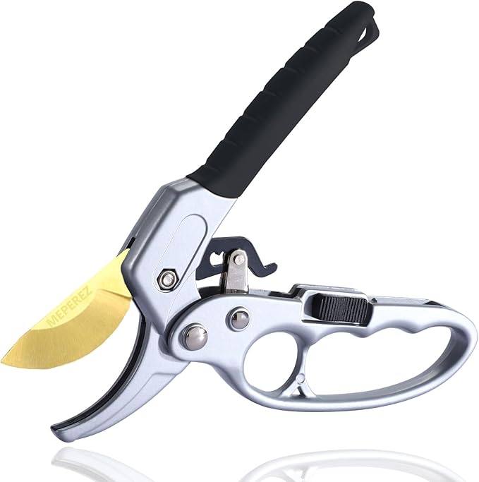 Ultra Sharp Germany Titanium Steel Pruning Shears - Cuts 3X Easier, Weak Hand Arthritis Snips, Rust-Resistant, Effortlessly 1-Inch Cut Capacity Garden Scissors, Ergonomic Handle-Mewly Pet