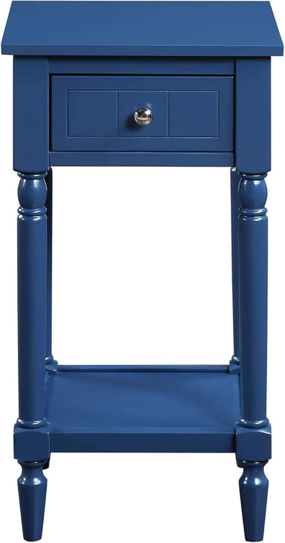 Convenience Concepts French Country Khloe 1 Drawer Accent End Table 14" - Traditional Farmhouse Side Table with Storage Drawer and Shelf for Living Room, Cobalt Blue