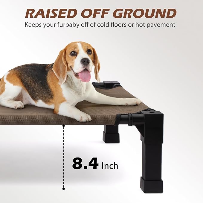 Heeyoo Elevated Dog Bed, Cooling Raised Pet Cot with Chew Proof Washable Breathable Mesh and Metal Frame, Portable Dog Cot Bed with No-Slip Feet for Outdoor or Indoor Use-Mewly Pet