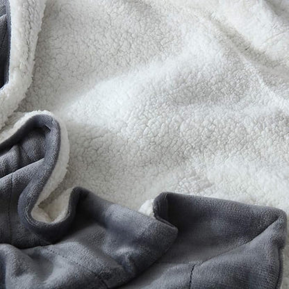 NANPIPER Flannel Blanket Reversible Sherpa Throw Blanket Super Soft Fuzzy Plush Microfiber (90"x90" Gray) Queen